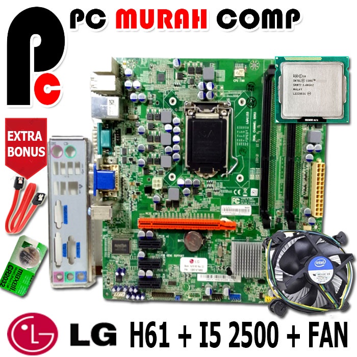 Mainboard /mobo Intel LGA 1155 H61 OEM DDR3 + i5 2500 + FAN