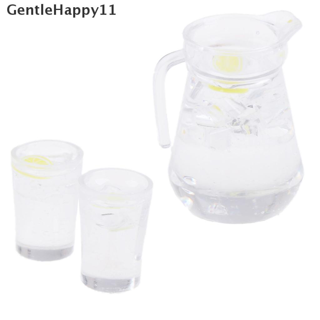 Gentlehappy 3pcs / set Mainan Miniatur Gelas Jus lemon Untuk Aksesoris Rumah Boneka