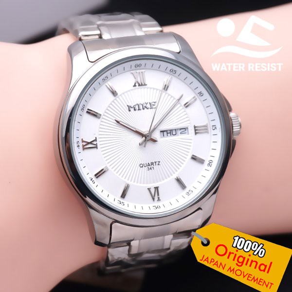 Jam Tangan Pria Original Mike 341 Rantai Stainless Steel Water Resist Proof