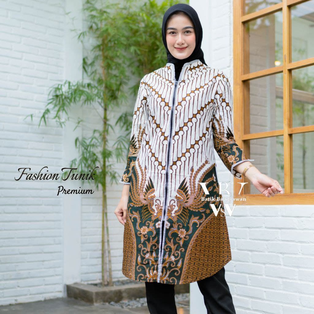 Tunik Batik Modern Atasan Batik Wanita Atasan Tunik Premium Halus AUFFAMART