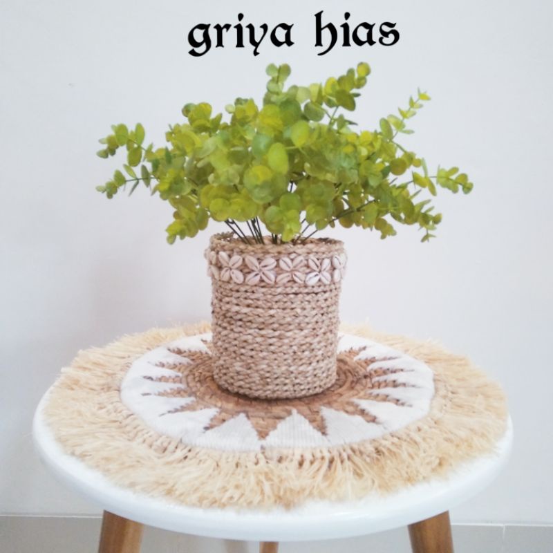 cover pot anyaman variasi kerang miniloly vas bunga tanaman hias indoor sz S