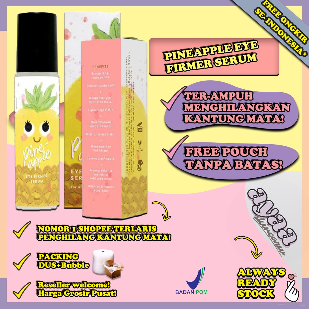 PINEAPPLE EYE FIRMER SERUM HOLLASIAN X HELLODERMA EYE SERUM PENGHILANG MATA PANDA DAN KANTUNG MATA