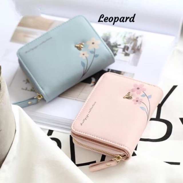 Dompet Mini Lipat Resleting LADYBUG FLOWERS /dompet wanita mini lipat muat banyak ringan