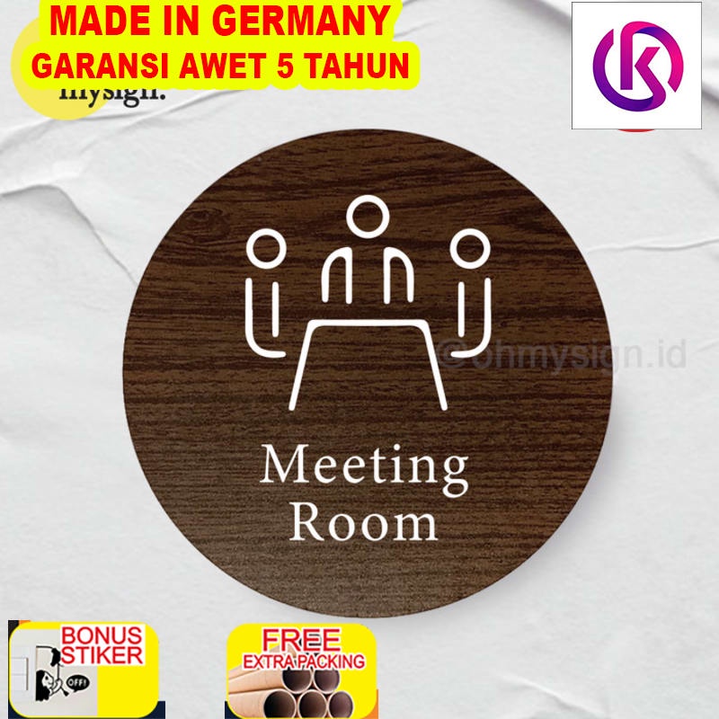 

Promo Meeting Room Ruang Rapat Sign Board Kayu Bulat Print Signage Label