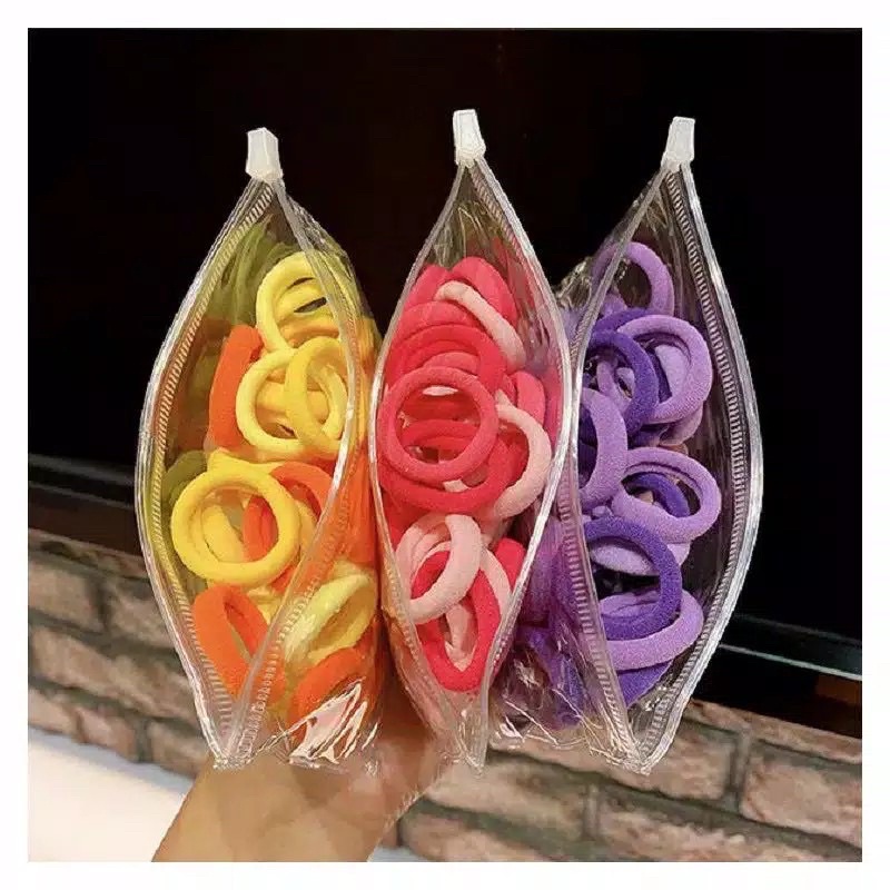 K004 Karet Donut 50 pcs per pack ikat rambut warna warni