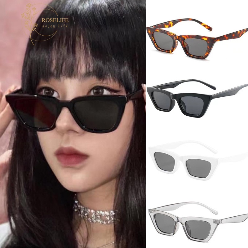 Roselife Tiktok Kacamata Hitam Frame Cat Eye Lensa Uv400 Gaya Vintage / Retro Untuk Wanita