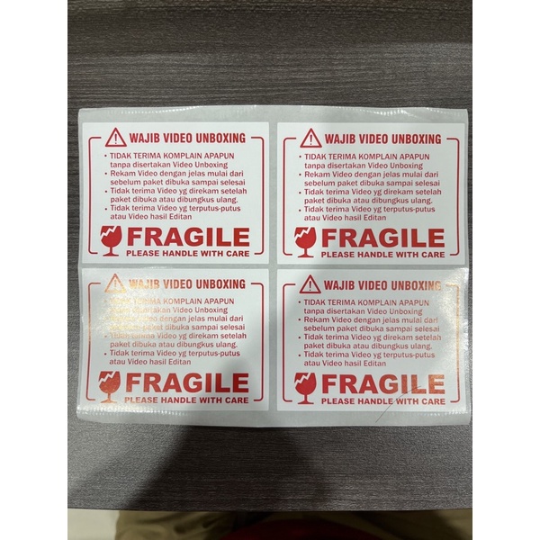 Sticker Kertas Fragile Ukuran 8Cm X 6Cm