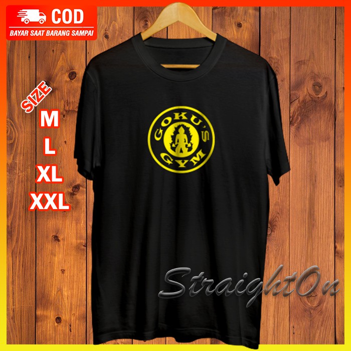Kaos Baju Gambar Logo Anime Dragonball Goku Gold Gym Distro Premium Oversize Ori Jepang Japan Pria