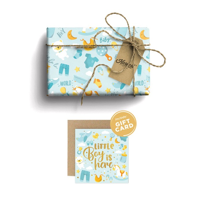 

Paket Kertas Kado & Kartu Ucapan Baby New Born Harvest - Little Boy