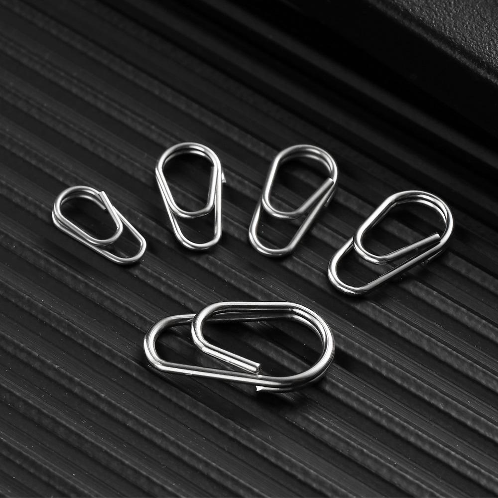 TOP 50pcs/lot Memancing Gantung Snap Panas Kualitas Tinggi Stainless Steel Tahan Lama Garis tackle Oval Split Rings
