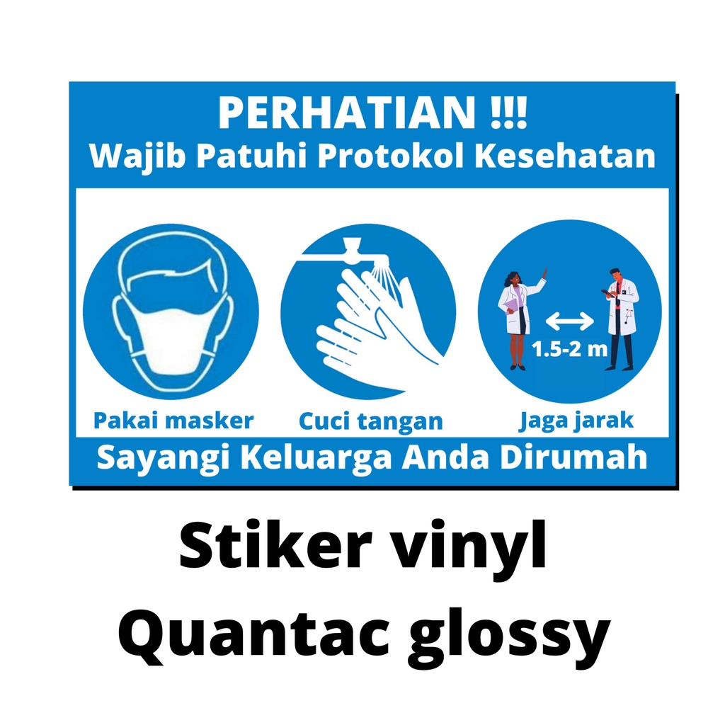 

Stiker patuhi protokol kesehatan | Sticker sign protocol kesehatan covid 19|Tanda himbauan patuhi protokol kesehatan |Safety sign|stiker vinyl ukuran 20cmx30cm dan 30cmx45cm