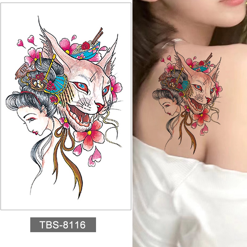 【BTI】Warna Sementara Tato Palsu Hewan Kertas Serigala Tiger Snake Fox Tahan Air Stiker Tato