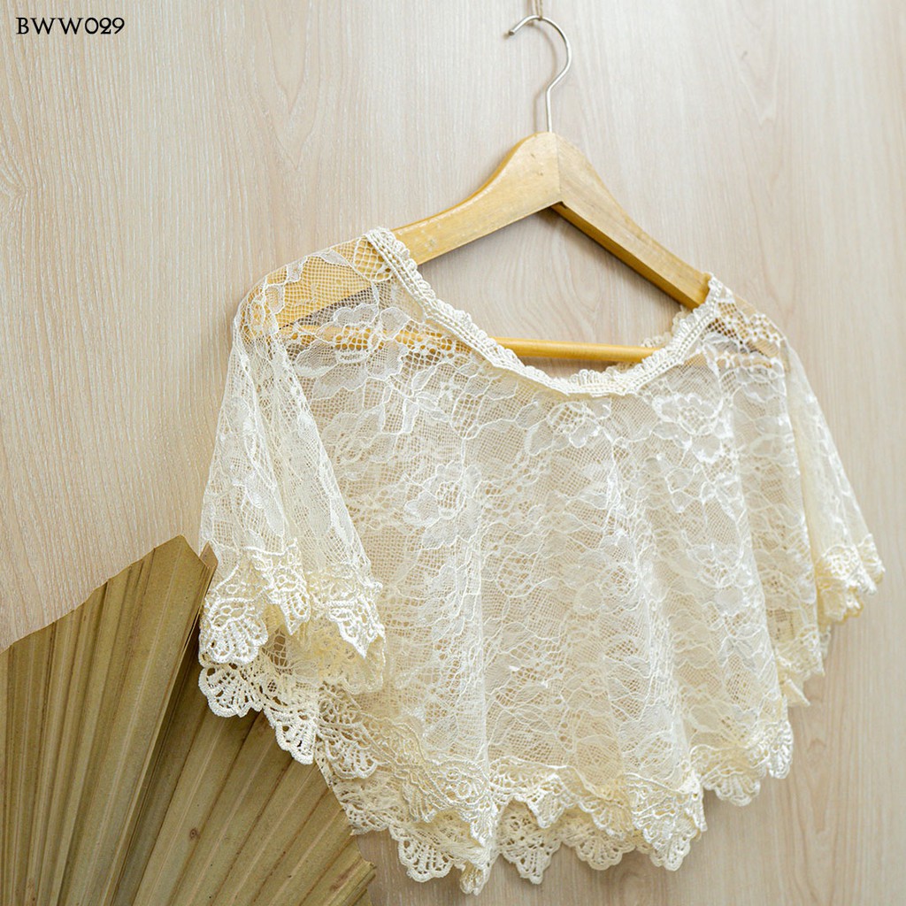 LENKA Aksesoris Pengantin Baju Pesta Bolero Outer Cardigan Renda Brokat Modern BWW029