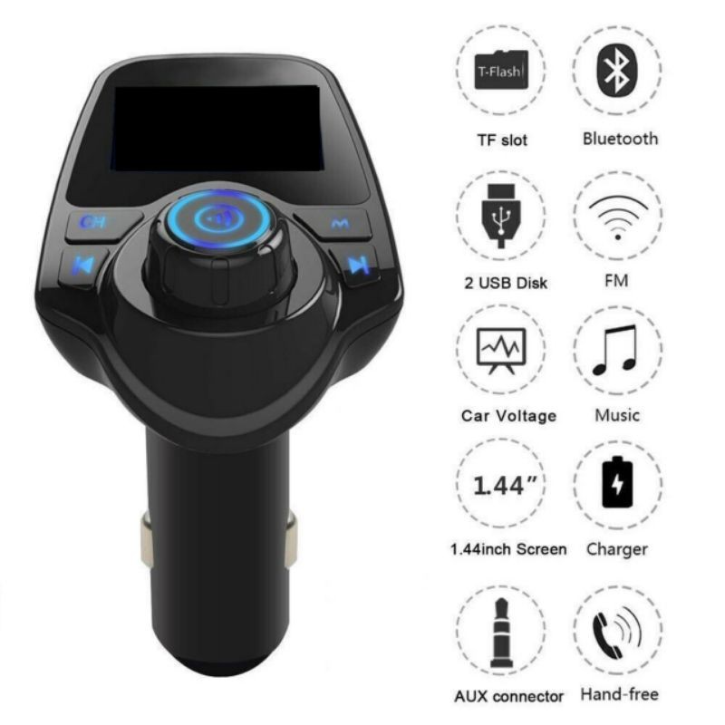 Casan Mobil Mp3 Car Charger Audio Digital Display Voltmeter Bluetooth