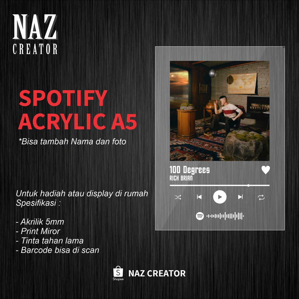 Akrilik Spotify Custom [BARCODE SPOTIFY BISA DI SCAN]