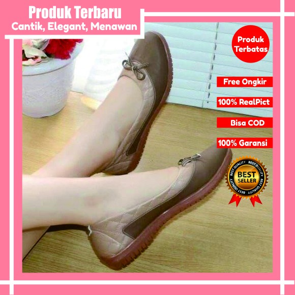flatshoes wanita sepatu flat shoes wanita plat shoes wanita BLD08 MOCCA