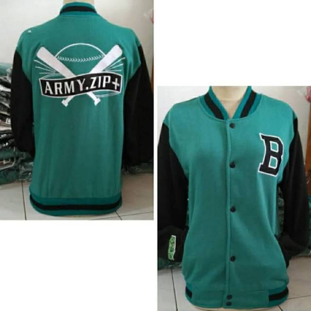 JAKET VARSITY BTS ARMY ZIP