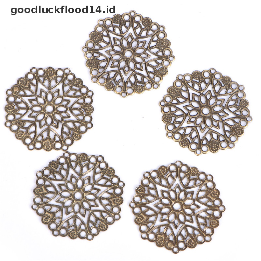 [OOID] 50PCS Bronze Filigree Flower Connectors Crafts DIY Jewelry Making Accessories  ID