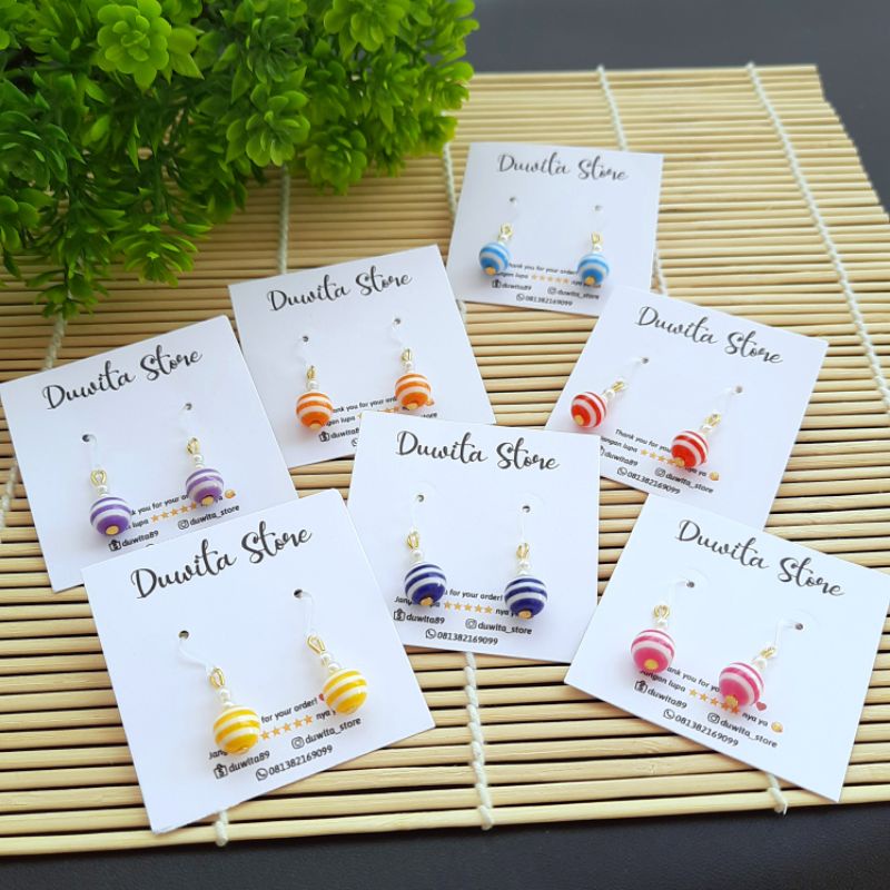 HANDMADE ANTING ANAK KAITAN PLASTIK MOTIF MUTIARA 2WARNA