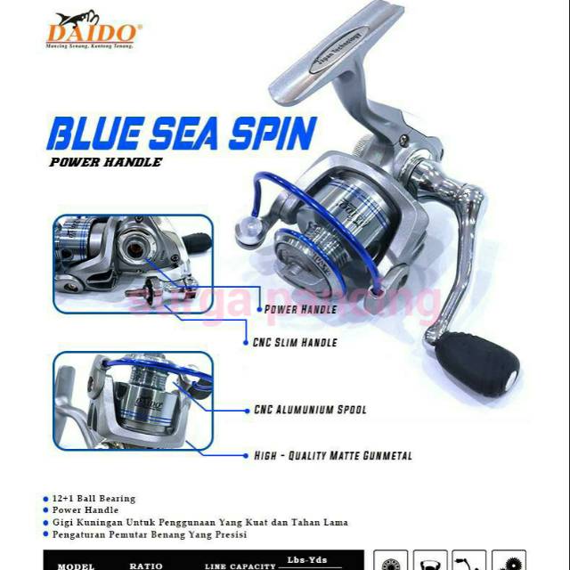 Reel daido blue sea spin 800 power handle murah