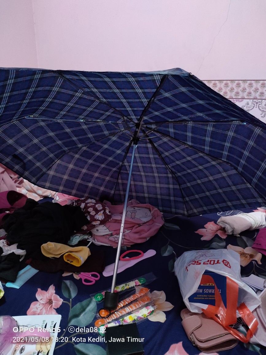 Cod Payung Lipat Motif Bunga Kotak Murah