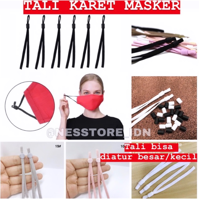 STOPPER TALI/ TALI MASKER/ TALI KARET MASKER/ TALI KARET ELASTIS/ TALI MASKER ELASTIS/ KARET MASKER