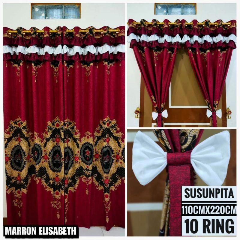 GORDEN RUMBAI SUSUN PITA SEMOKRING 10 MOTIF MARRON ELISABETH