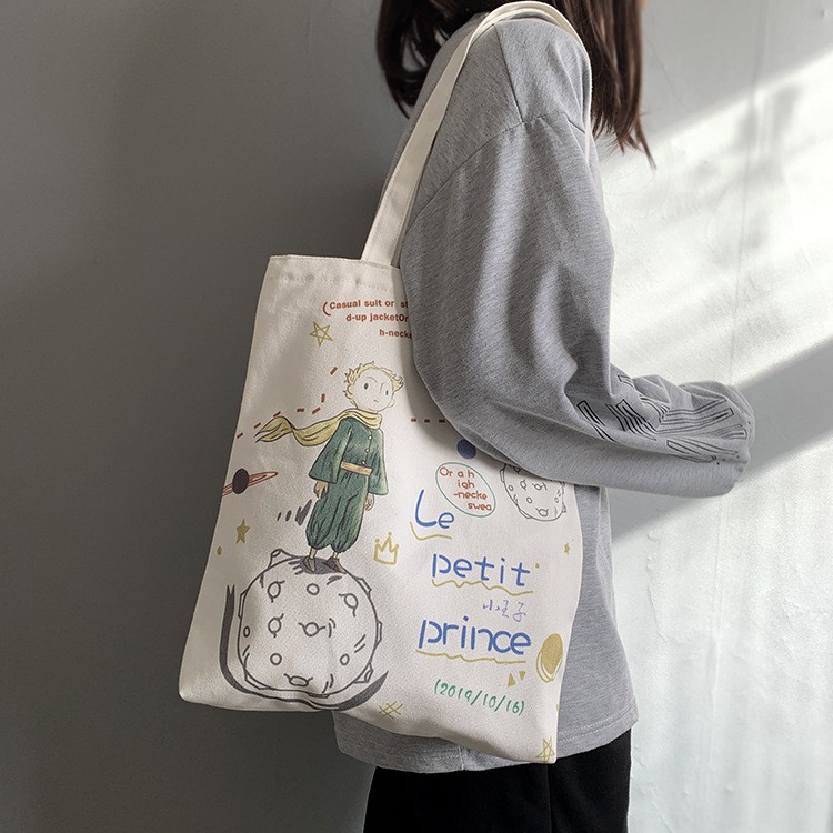 TC-23 tas kanvas canvas bag wanita import korea jepang petit prince the little prince