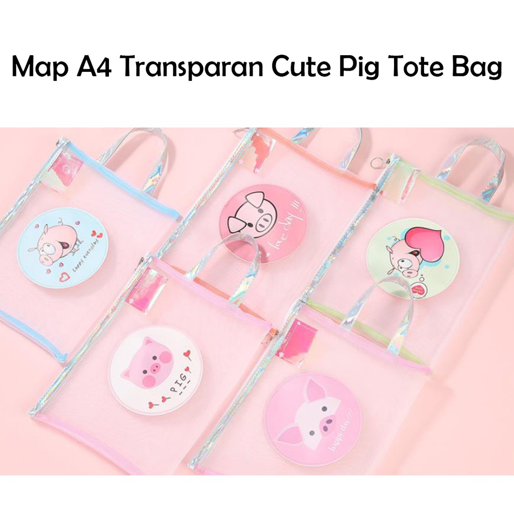 

Map A4 Transparan Cute Pig Tote Bag