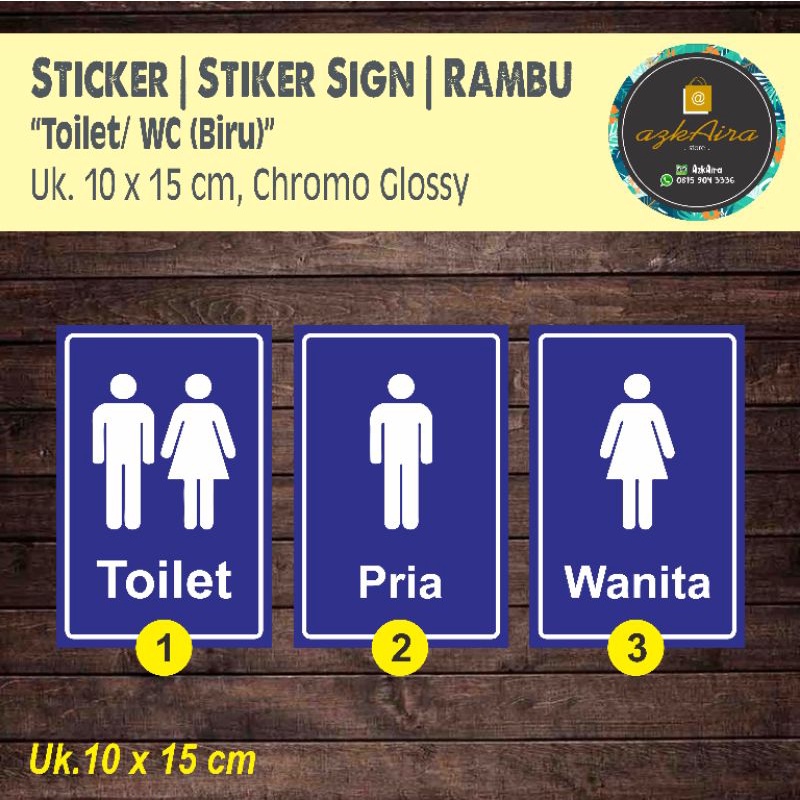 

Sticker Stiker Sign Rambu Toilet Pria Wanita (Biru) - Uk. 10x15 cm