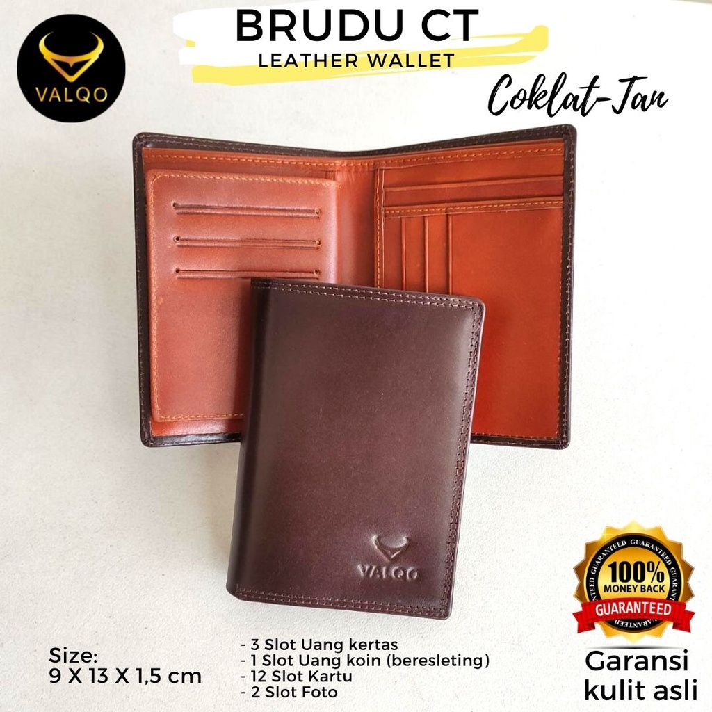 [VALQO] Dompet BRUDU CT kulit sapi Pria Cowok Kartu Laki Berdiri 3/4