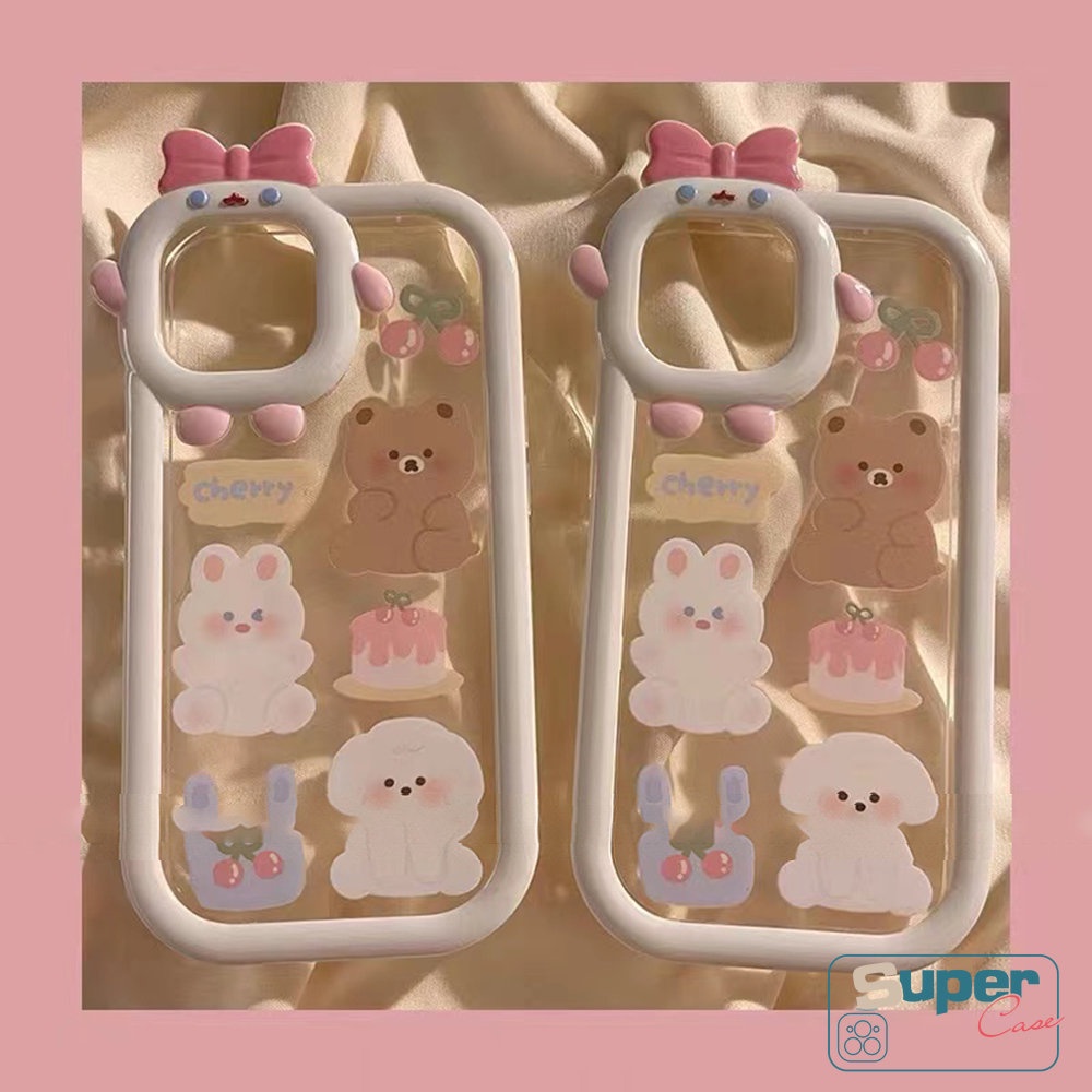 3d Bow Monster Lensa Kartun Cherry Bear Kelinci Soft Case Samsung A14 A32 A04 A12 A04E A23 A50s A30s A03 A52s A31 A13 A03s A53 A52 A53 A22 A51 M22 A21s A33 A73 A02s A04s A11 A71 M32