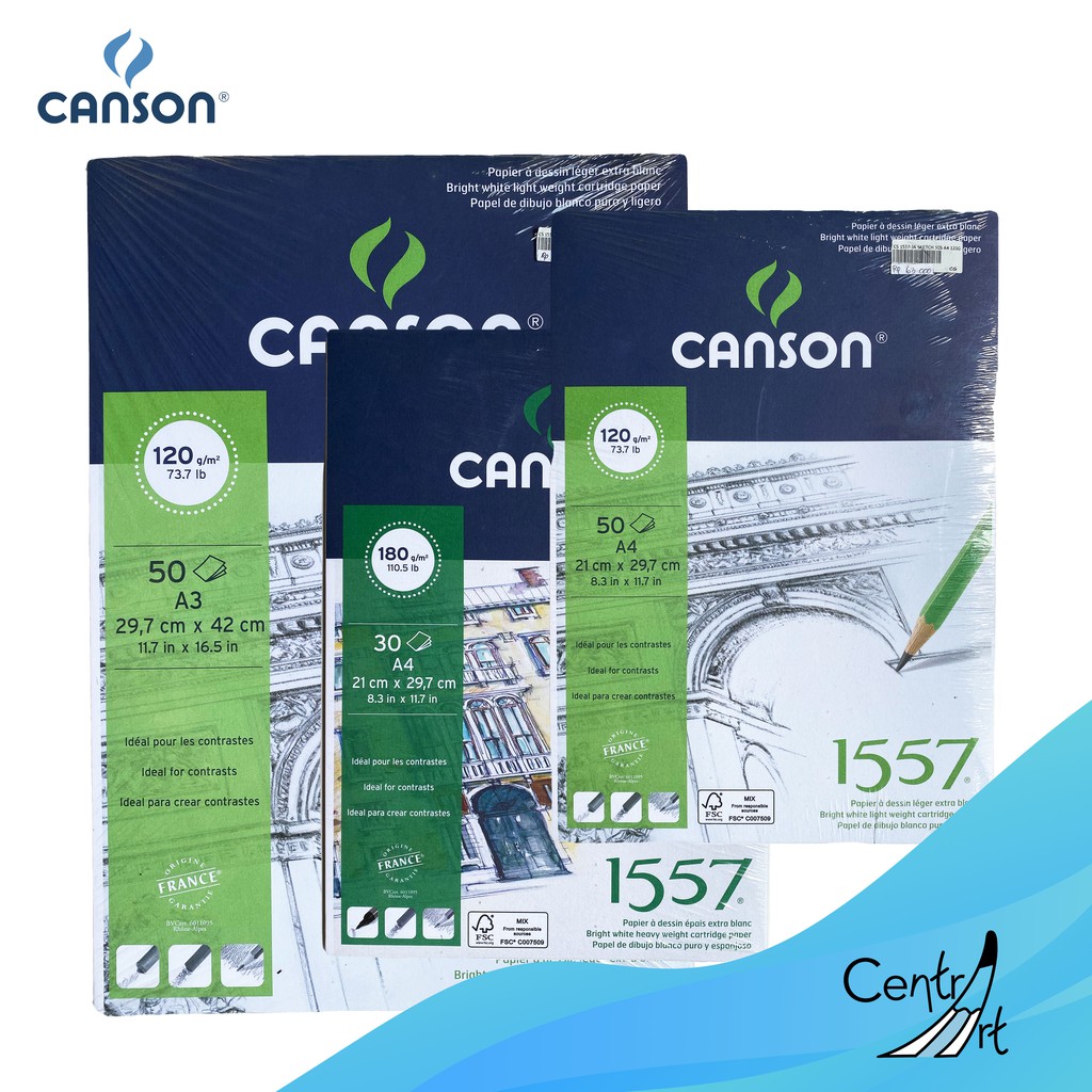 

CANSON 1557 SKETCHBOOK BRIGHT WHITE 120/180 GSM A3/A4