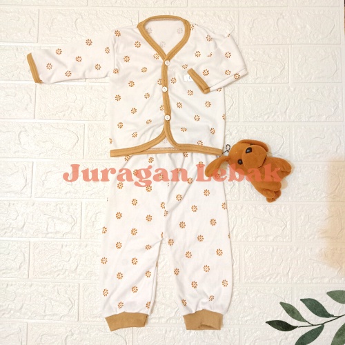 6 pcs Baju Lengan Panjang dan Celana Panjang, Setelan Baju Bayi Baru Lahir Seri Coklat - Juragan Lebak