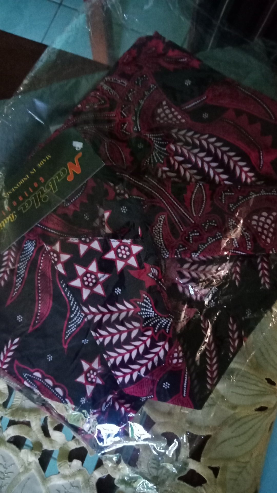 Nabila Batik Jumbo M / 10xl Kemeja Lengan Pendek Motif Manggar Merah Murah Batik Jumbo