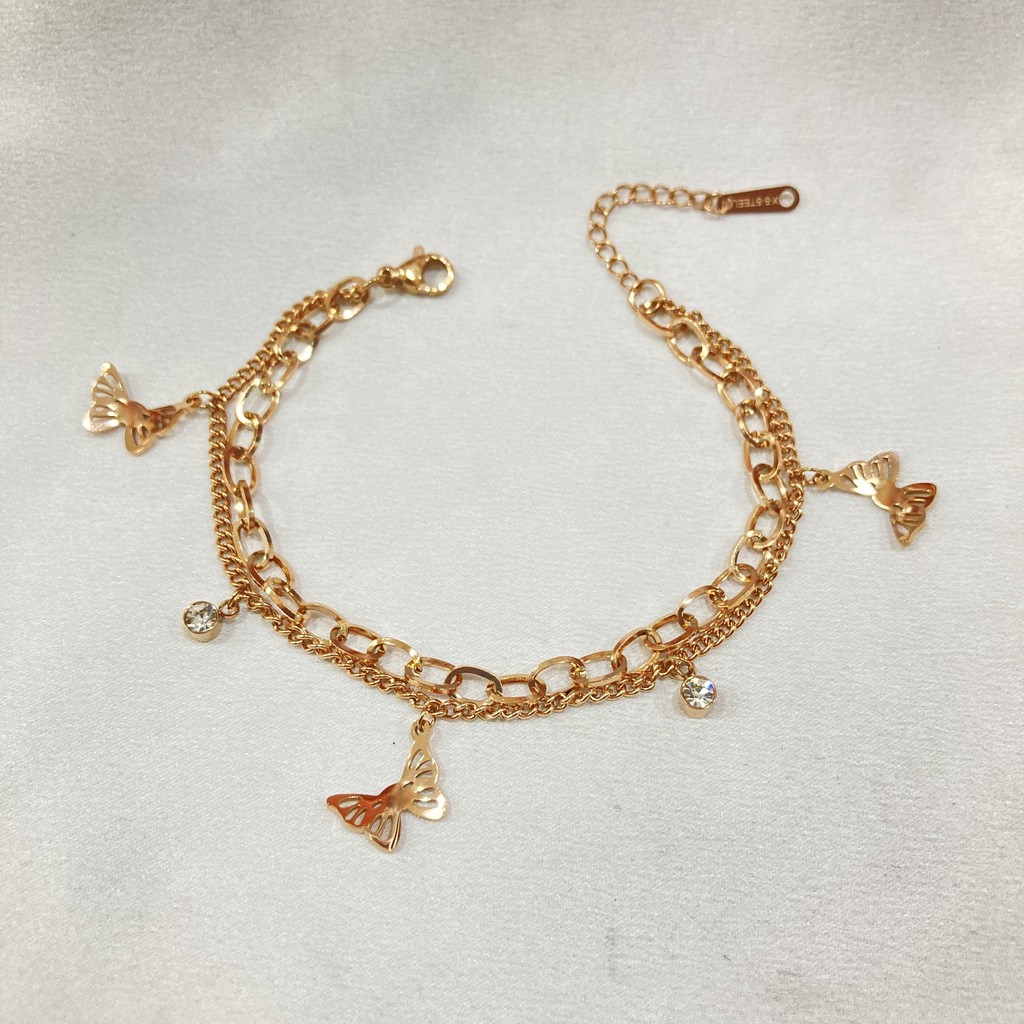 Gelang Tangan 2 Layer Titanium Silver Anti Karat Selamanya