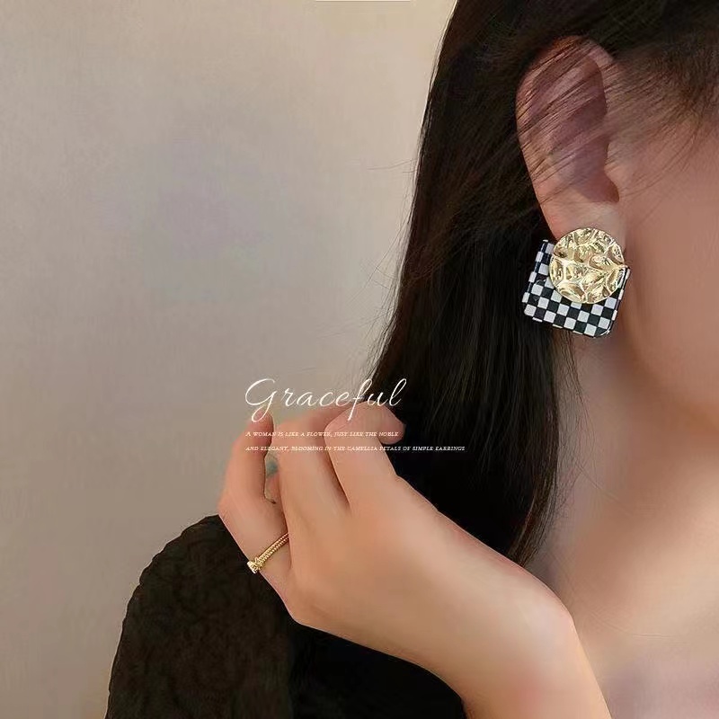 IFYOU Anting Drop Bahan Metal Mesh Gaya Korea Untuk Wanita