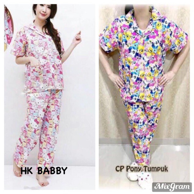 BAJU TIDUR ANAK DEWASA COWOK CEWEK KKIK / CP PIYAMA  MINION, PANDA, STITCH, DORAEMON, HELLO KITTY,