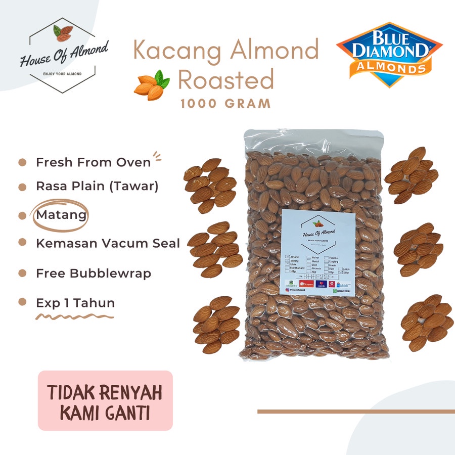 

Kacang Almond Panggang (Roasted) 1kg Blue Diamond