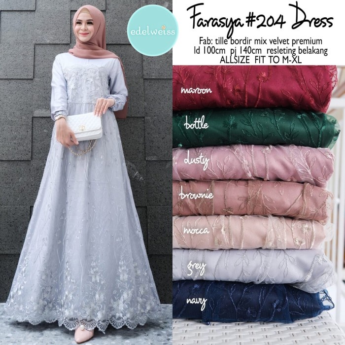 FARASYA DRESS GAMIS VELVET FIT TO JUMBO GAUN PESTA MEWAH