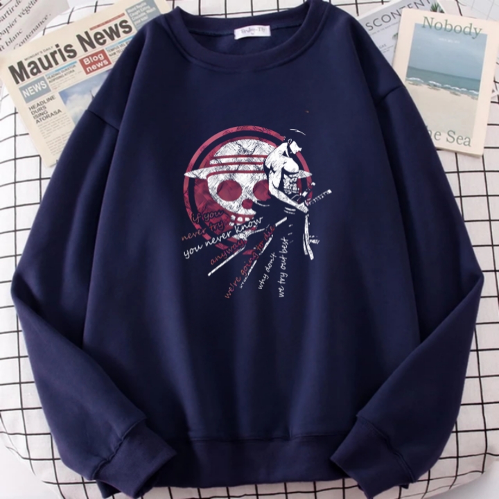 Sweater Dewasa Anime One Piece Zoro 001 Siluet 3 Pedang