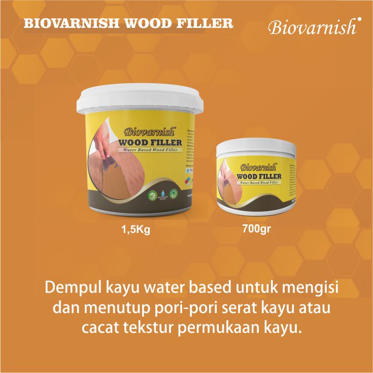 Dempul Kayu Berkualitas Biovarnish Wood Filler Ramin/Jati 1,5 Kg Waterbased