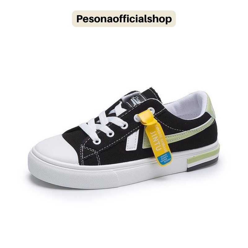 COD POS A15 Sepatu Sneakers Kanvas Wanita Import Kanvas Casual putih Shoes Sepatu Tali