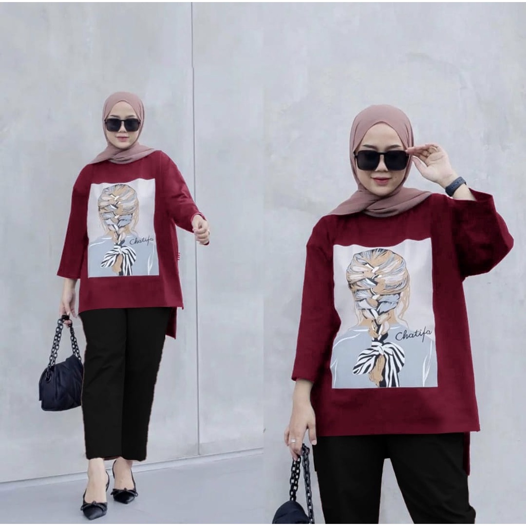 3 UKURAN L XL XXL SET CHATIFA FASHION PAKAIAN WANITA SETELAN ATASAN DAN CELANA BABYTERRY MR