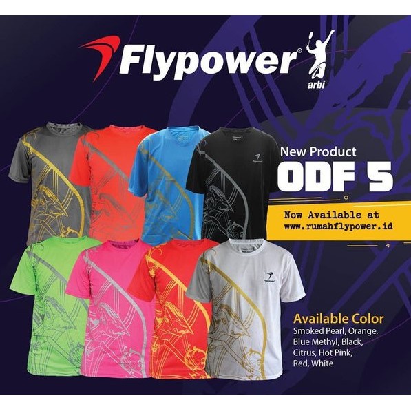 Flypower ODF 5 Baju Badminton / Kaos Bulutangkis Olahraga Original