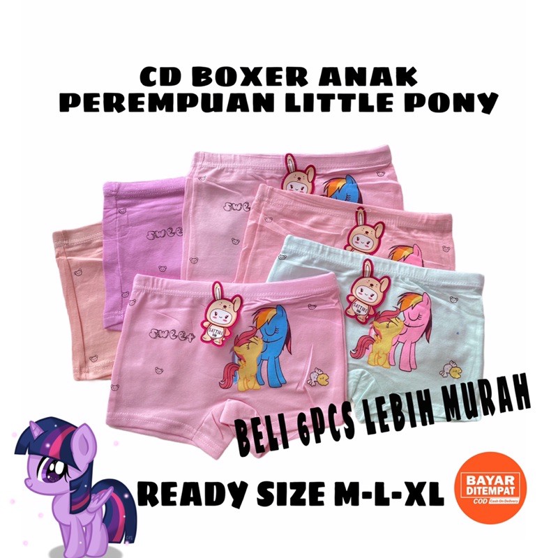 6 PCS CD CELANA DALAM BOXER ANAK PEREMPUAN LITTLE PONY 2-10TH / CD BOXER ANAK PEREMPUAN LUSINAN