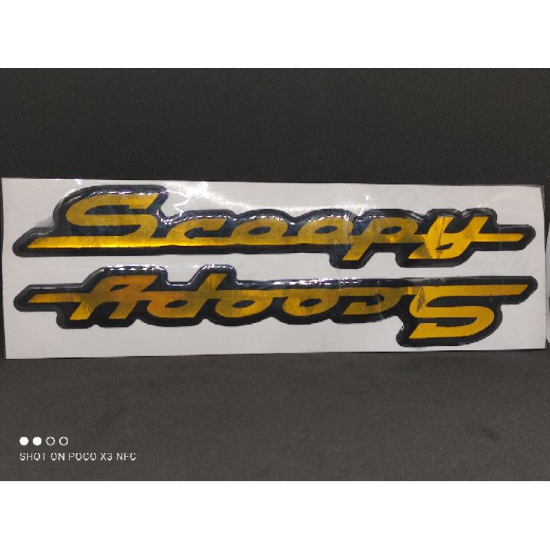 emblem honda scoopy stiker timbul gold chrome thailook twotone