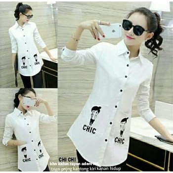 kemeja cewe/kemeja putih/kemeja korea/baju cewek/baju murah