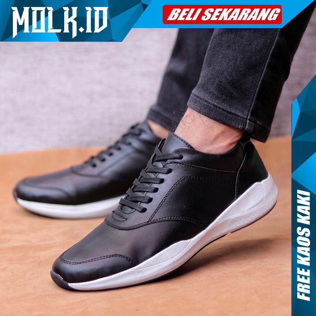 MOLK Sepatu Kasual Sneakers Pria Original Kulit Sintetis Fashion Simple Trendy Anti Slip Sporty