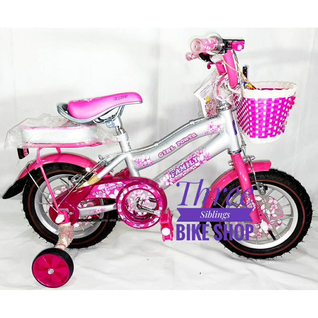 SEPEDA MINI ANAK PEREMPUAN FAMILY GIRL POWER 12 INCH SILVER PINK